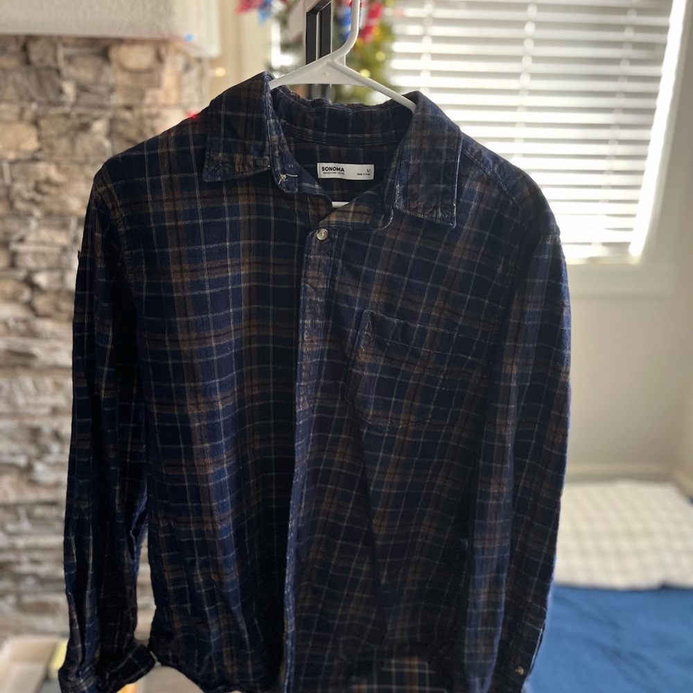 Nordstrom Men's Plaid Shirt in Navy and Brown